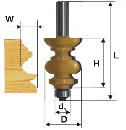 Фреза кромочная фигурная Ф381Х381 мм хвостовик 12 мм 46413 купить в Губкинске