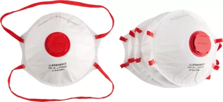 Полумаска фильтрующая STAYER &quot;PROFI&quot; коническая, с клапаном, многослойная, класс защиты FFP1, 5шт 11110-H5 купить в Губкинске