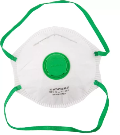 Полумаска фильтрующая STAYER "PROFI" коническая, с клапаном, многослойная, класс защиты FFP2 11110-2 купить в Губкинске