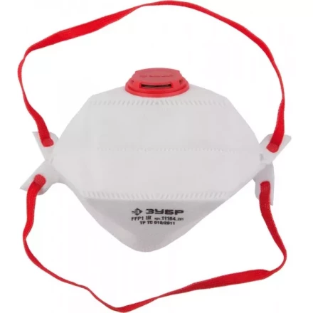 Полумаска фильтрующая ЗУБР &quot;МАСТЕР&quot; плоская, 3-х панельная, с клапаном, многослойная, класс защиты FFP1 11164_z01 купить в Губкинске