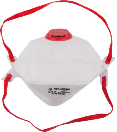 Полумаска фильтрующая ЗУБР &quot;МАСТЕР&quot; плоская, 3-х панельная, с клапаном, многослойная, класс защиты FFP1 11164_z01 купить в Губкинске