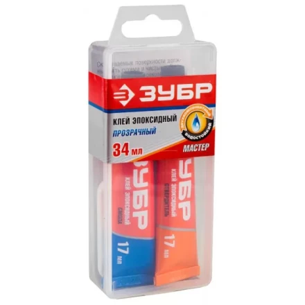 Клей ЗУБР эпоксидный, в тюбиках, в пластиковой коробке, 17мл+17мл 41949 купить в Губкинске