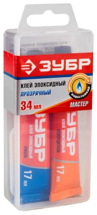 Клей ЗУБР эпоксидный, в тюбиках, в пластиковой коробке, 17мл+17мл 41949 купить в Губкинске