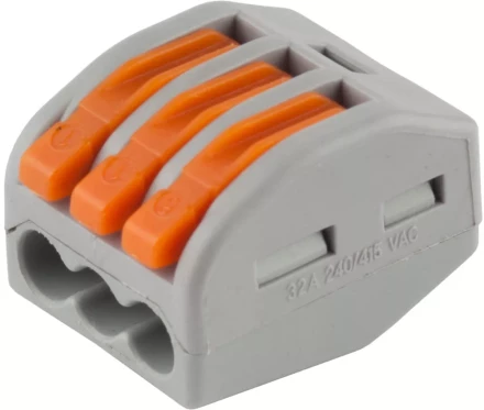 Клемма СВЕТОЗАР соединительная, разъемная, 3-х проводная, 400В, 32А, 0,5-2,5мм2/0,5-4мм2, 2шт 49190-3 купить в Губкинске