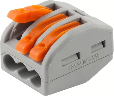 Клемма СВЕТОЗАР соединительная, разъемная, 3-х проводная, 400В, 32А, 0,5-2,5мм2/0,5-4мм2, 2шт 49190-3 купить в Губкинске