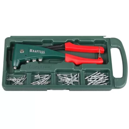 Заклепочник, KRAFTOOL &quot;NX-5&quot; 31173-H6, усиленный литой к d=2,4-4,8 мм - Al и сталь, d=2,4-4,0 - нерж сталь, в боксе, с набором заклепок 31173-H6 купить в Губкинске
