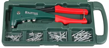 Заклепочник, KRAFTOOL &quot;NX-5&quot; 31173-H6, усиленный литой к d=2,4-4,8 мм - Al и сталь, d=2,4-4,0 - нерж сталь, в боксе, с набором заклепок 31173-H6 купить в Губкинске