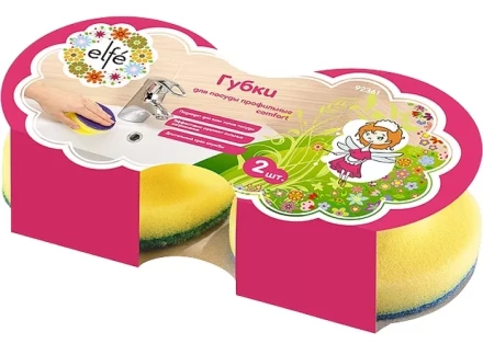 Губки для посуды c тефлоновым покрытием круглые d 95х50 мм 2 шт в картоне ТМ Elfe 92361 купить в Губкинске