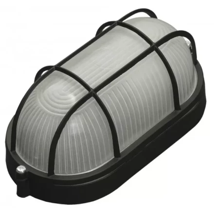 Светильник уличный СВЕТОЗАР влагозащищенный с решеткой, овал, цвет черный, 60Вт SV-57205-B купить в Губкинске