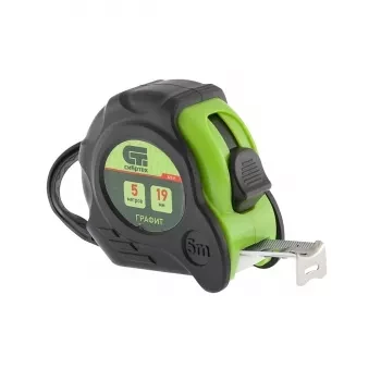 Рулетка Графит, обрезиненный корпус, амортизатор, 5 м х 19 мм  СИБРТЕХ 32531 купить в Губкинске