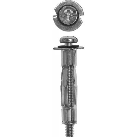 Анкер ЗУБР для пустотелых конструкций оцинкованный, с винтом PH3&amp;SL, М6х65х34мм, ТФ6, 2шт 4-302476-06-065 купить в Губкинске