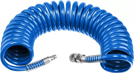 ЗУБР 10 м, 8 х 12 мм, 15 бар, воздушный спиральный шланг с фитингами рапид, Профессионал (6472-10) купить в Губкинске