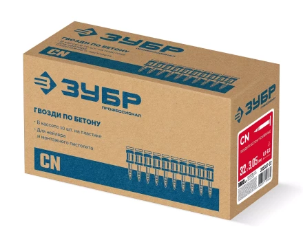 ЗУБР CN усиленные bullet point 32 х 3.05 мм, гвозди по бетону оцинкованные, 1000 шт (305387-32) купить в Губкинске