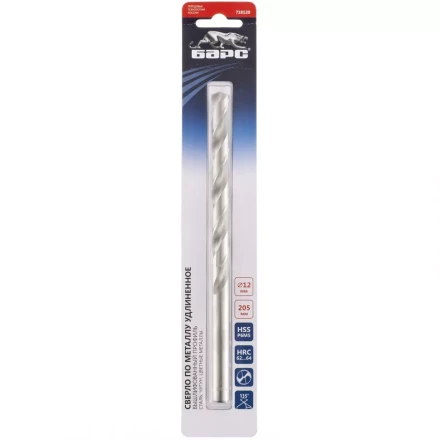 Сверло спиральное по металлу 12 x 205 мм Р6М5 удлиненное БАРС 718120 купить в Губкинске