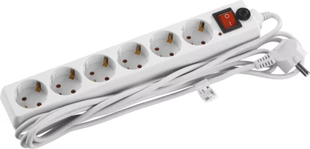 Сетевой фильтр STAYER &quot;MASTER&quot; электрический, 6 гнезд, заземление, макс. мощн. 2200 Вт, 3м 55067-3 купить в Губкинске
