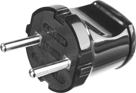Вилка MAXElectro электрическая, 6А/220В, черная, STAYER 55150-B купить в Губкинске