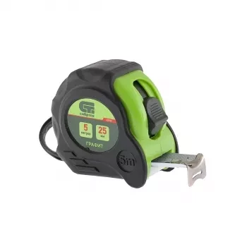 Рулетка Графит, обрезиненный корпус, амортизатор, 5 м х 25 мм  СИБРТЕХ 32532 купить в Губкинске