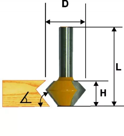 Фреза кромочная конусная Ф413Х222 мм 30/60° хвостовик 12 мм 46370 купить в Губкинске
