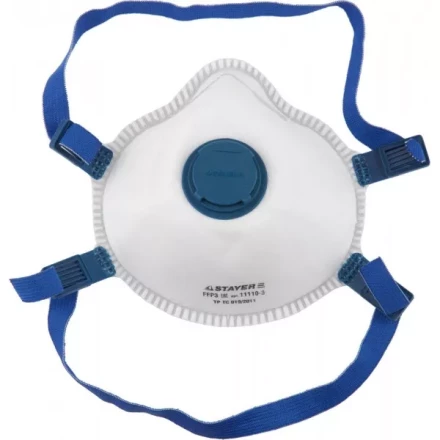 Полумаска фильтрующая STAYER &quot;PROFI&quot; коническая, с клапаном, многослойная, класс защиты FFP3 11110-3 купить в Губкинске