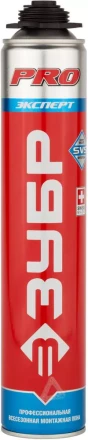 Пена ЗУБР &quot;ЭКСПЕРТ&quot; ПРО, профессиональная, монтажная, пистолетная, всесезонная, 750мл 41145_z01 купить в Губкинске