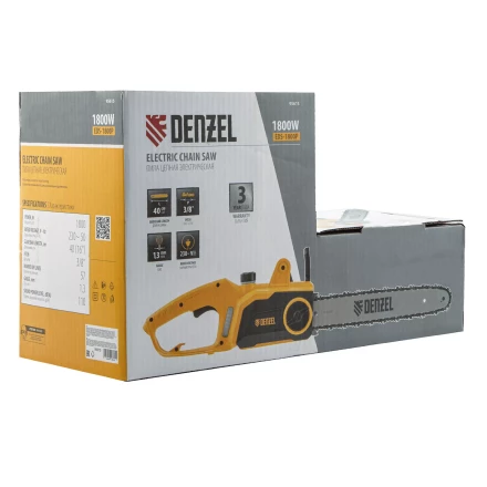 Пила цепная электрическая Denzel EDS-1800P 95615, 1.8 кВт,поперечная, шина 40 см, шаг 3/8, паз 1.3 мм, 57 звеньев купить в Губкинске