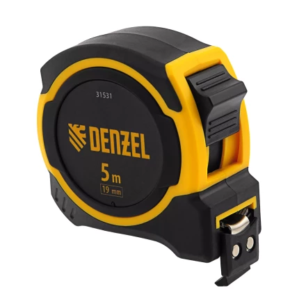 РулеткаDenzel 5м х 19мм, двухкомп. корпус, магнитный обрезиненный зацеп, 31531 купить в Губкинске