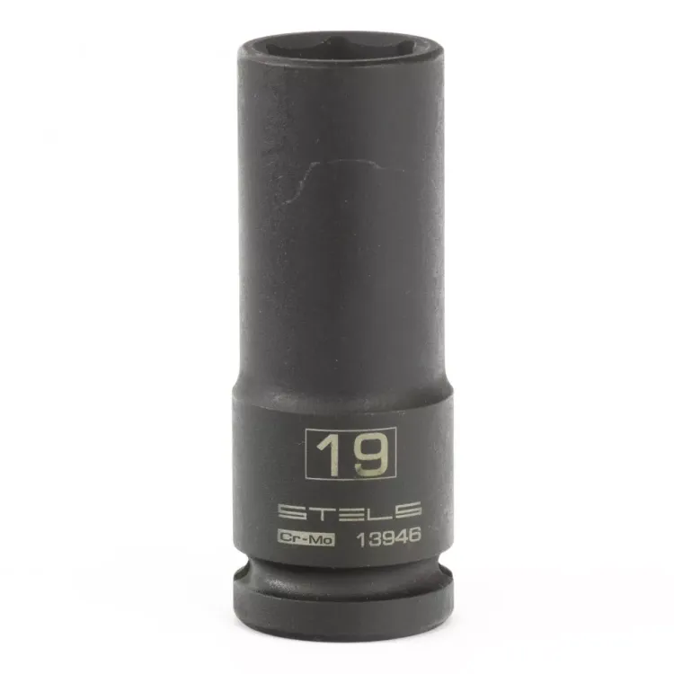 Головка ударная удлиненная шестигранная 19мм 1/2" CrMo  Stels 13946 купить в Губкинске