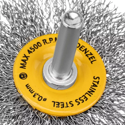 Щетка для дрели, 60 мм, Плоская, со шпилькой, нержавеющая витая проволока Denzel 744463 купить в Губкинске