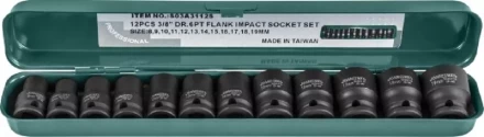 Набор головок торцевых ударных 3/8&quot;DR 8-19мм  Jonnesway S03A3112S 12предметов 48505 купить в Губкинске