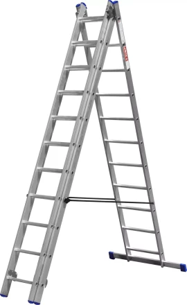 Лестница ЗУБР универсальная, трехсекционная со стабилизатором, 12 ступеней 38831-12 купить в Губкинске