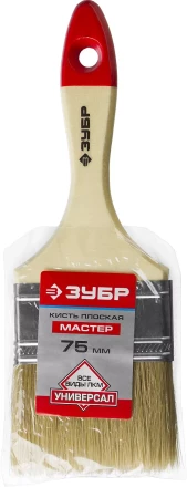 Кисть плоская  ЗУБР &quot;УНИВЕРСАЛ-МАСТЕР&quot;, натуральная щетина, деревянная ручка, 75мм 4-01003-075 купить в Губкинске