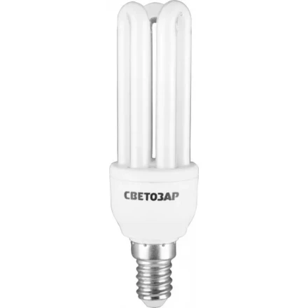 Энергосберегающая лампа СВЕТОЗАР &quot;U-КЛАССИКА&quot;спираль,цоколь E14(миньон),Т2,3U,яркий белый свет(4000К), 8000час,12Вт(60) 44314-12 купить в Губкинске