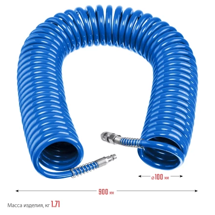 ЗУБР 20 м, 8 х 12 мм, 15 бар, воздушный спиральный шланг с фитингами рапид, Профессионал (6472-20) купить в Губкинске
