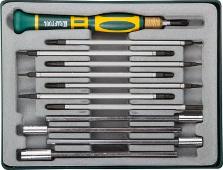 Набор KRAFTOOL Отвертки для точных работ с насадками, в боксе, 12 предметов 25611-H12 купить в Губкинске