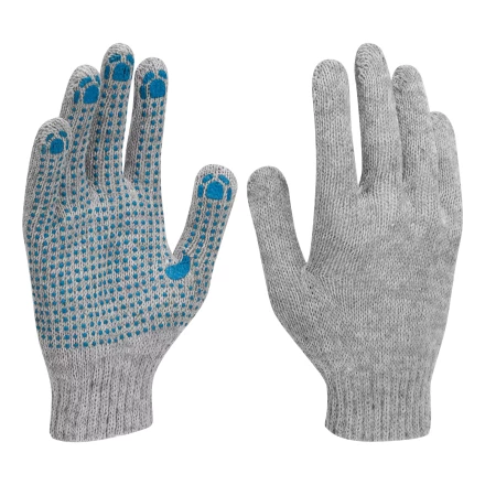 Перчатки трикотажные с ПВХ точкой, 5 пар в упаковке, БОПП-пакет, 7 класс// Россия 67837 купить в Губкинске