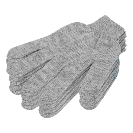 Перчатки трикотажные с ПВХ точкой, 5 пар в упаковке, БОПП-пакет, 7 класс// Россия 67837 купить в Губкинске