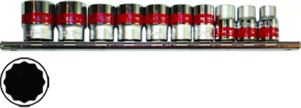 Набор торцевых головок, 3/8&quot;, 12-ти гр., CrV, 10шт., 9-19мм MATRIX 13595 купить в Губкинске