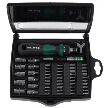 Отвертка KRAFTOOL &quot;EXPERT&quot;, реверсивная, с битами, 55шт 25554-H55 купить в Губкинске