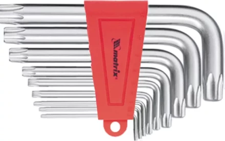 Набор ключей шестигранных имбусовых TORX, 9 шт: T10-T50,  CrV, короткие, сатин  MATRIX 12305 купить в Губкинске