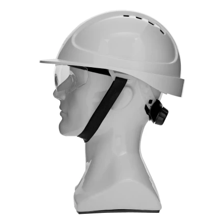 Каска защитная ударопр. Denzel «Форвард» (К-05),ABS/PC,комплект со встроен.очк.ОЧК-05 Форвард,белая 89205 купить в Губкинске