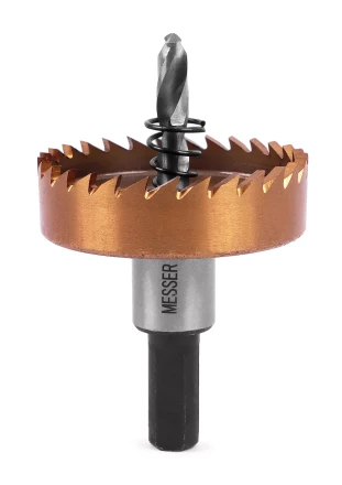 HSS-TiN коронка MESSER 45мм с центр. сверлом и толкающей пружиной для  лист. материала  до 2 мм ц/х купить в Губкинске