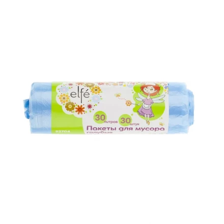 Пакеты для мусора 30 л 30 шт голубые Elfe 92704 купить в Губкинске
