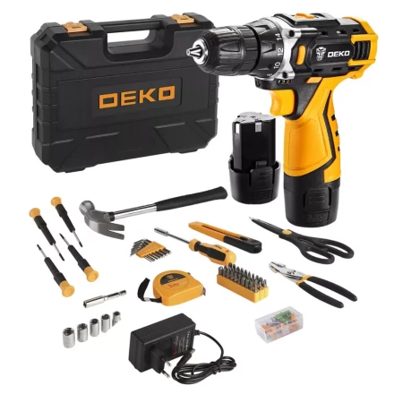 Дрель аккумуляторная DKCD12FU-Li DEKO + набор 104 инструмента для дома, 063-4117 купить в Губкинске