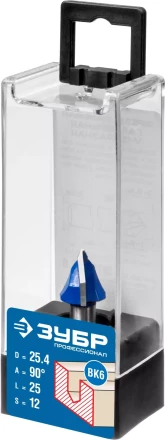 ЗУБР 25.4 x 25 мм, угол 90° мм, фреза пазовая галтельная V-образная, Профессионал (28752-25.4) купить в Губкинске