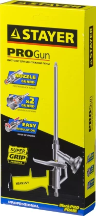 Пистолет &quot;PROGun&quot; для монтажной пены, металлический корпус, STAYER Professional 06861_z01 купить в Губкинске