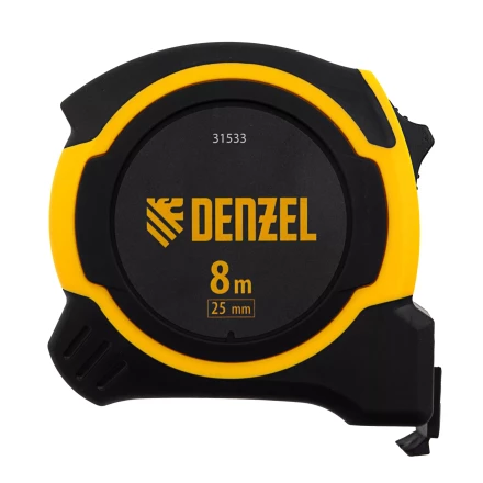 Рулетка Denzel 8м х 25мм, двухкомп. корпус, магнитный обрезиненный зацеп, 31533 купить в Губкинске