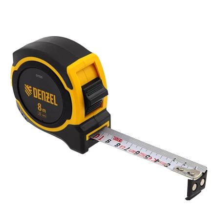 Рулетка Denzel 8м х 25мм, двухкомп. корпус, магнитный обрезиненный зацеп, 31533 купить в Губкинске