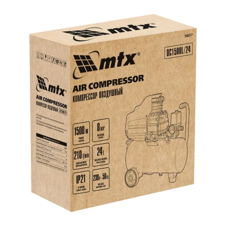 Компрессор воздушный MTX DC1500L/24, 1,5 кВт, 24 л, 210 л/мин 58017 купить в Губкинске