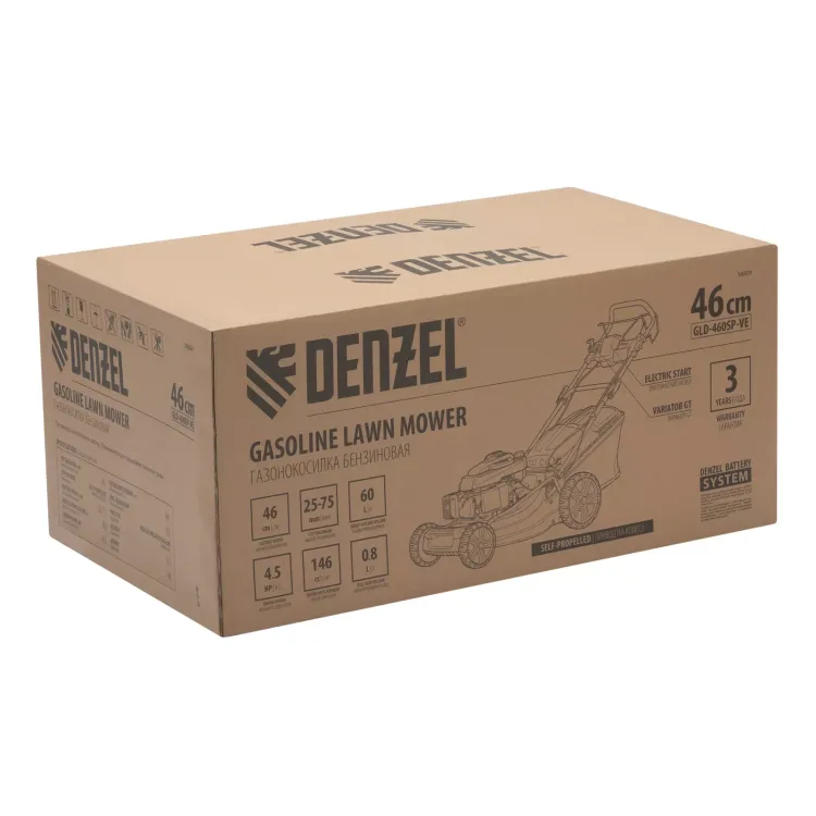 Газонокосилка бензиновая Denzel GLD-460SP-VE, 146 см3, шир. 46см, привод, вариатор, эл.старт, 60 л (58809) купить в Губкинске