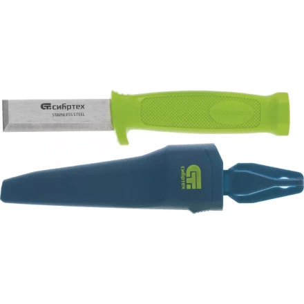 Нож-стамеска с чехлом 195мм лезвие - 75 мм Сибртех 79018 купить в Губкинске